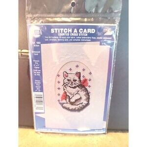 VTG New NMI Stitch A Card Counted Cross Stitch Embossed kit 1882  Cat
